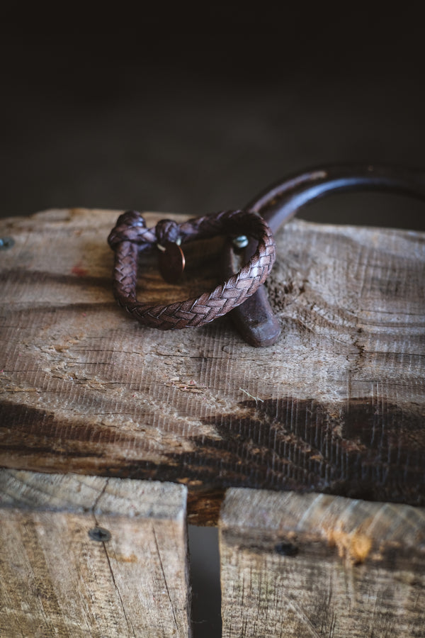 Wide Flat Braided Bracelet | Brown