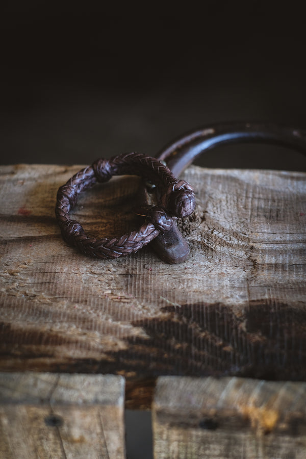 Double Round Braided Leather Bracelet | Brown