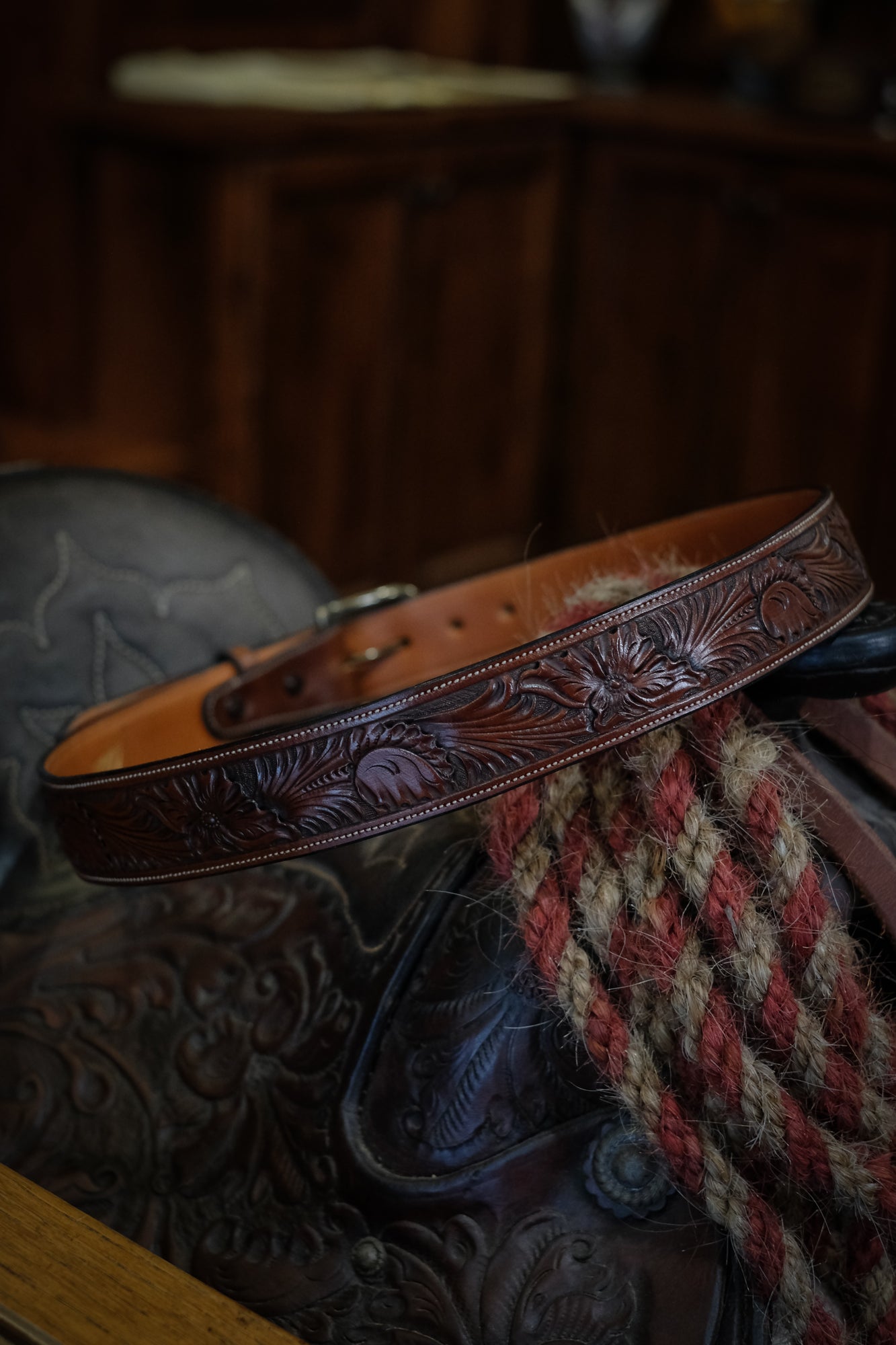 Custom Hand Tooled Belt | Floral Pattern #4