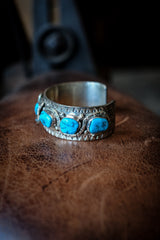 Sterling Silver + Turquoise Snake Cuff 01 - Jude Candelaria