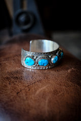 Sterling Silver + Turquoise Snake Cuff 01 - Jude Candelaria