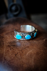 Sterling Silver + Turquoise Snake Cuff 02 - Jude Candelaria
