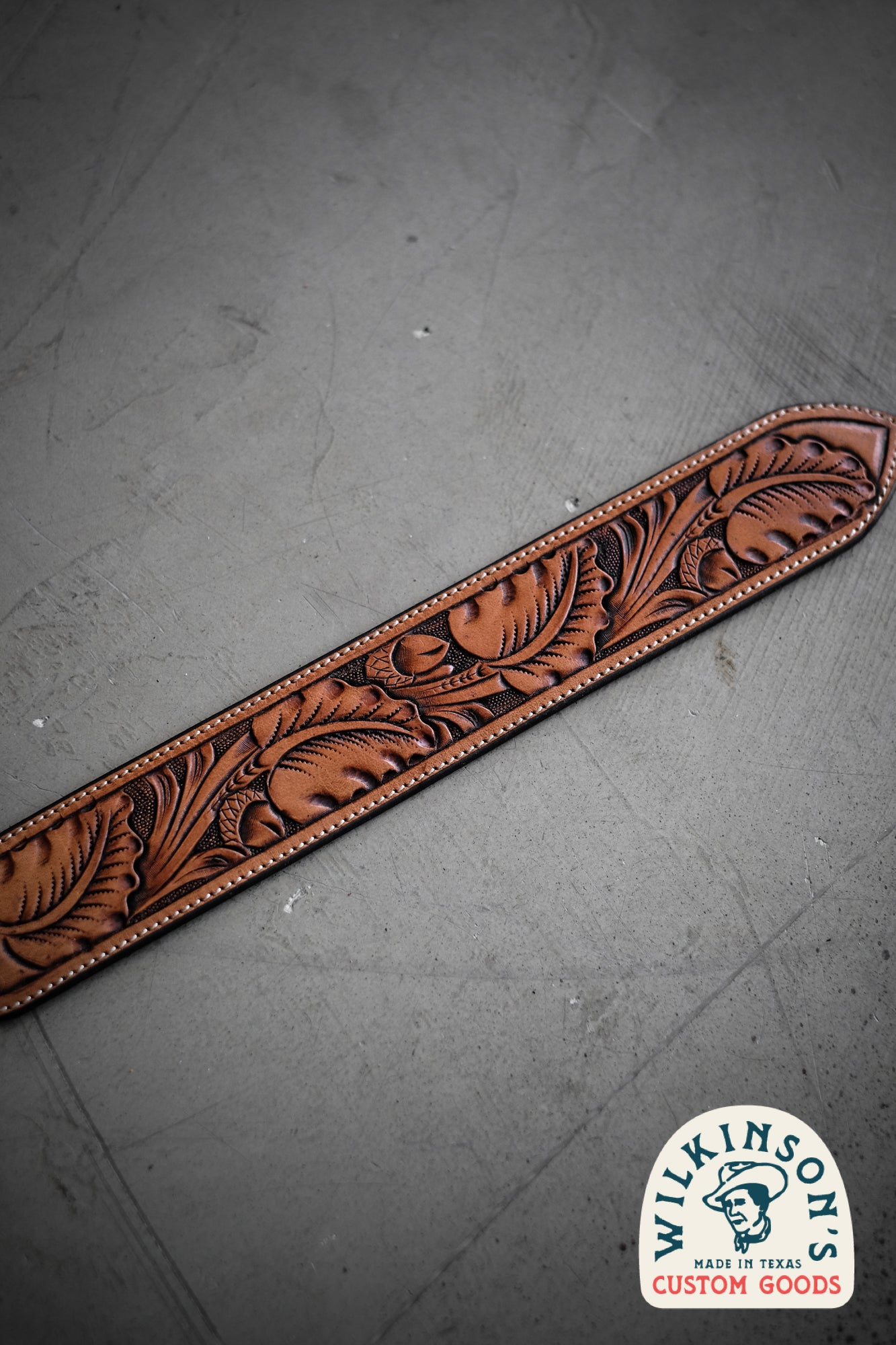 Custom Hand Tooled Belt | Oak Leaf Pattern #2