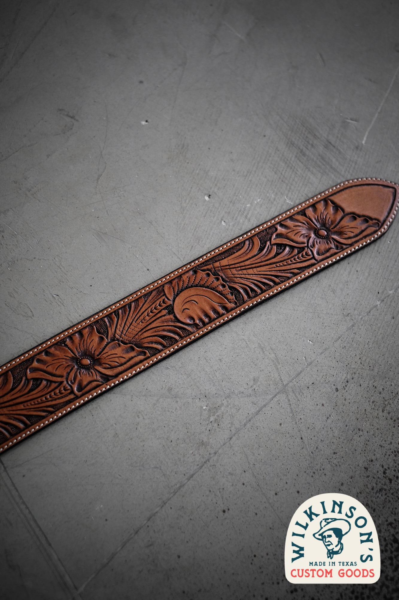 Custom Hand Tooled Belt | Floral Pattern #4