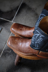 Brown Camello Cowhide & Black Victoria Top | Square Toe | Fenoglio Boots