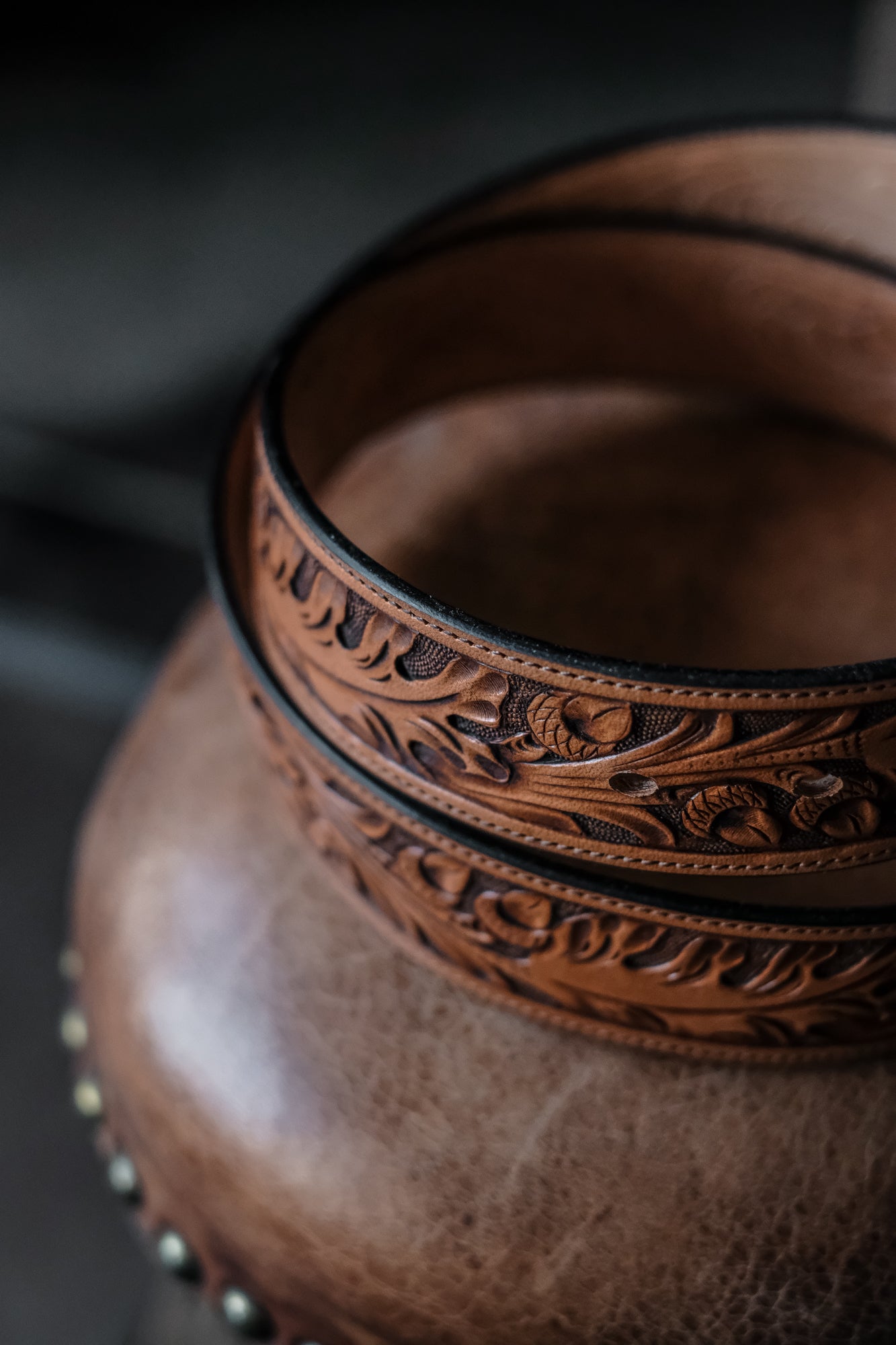 Custom Hand Tooled Belt | Oak Leaf Pattern #1