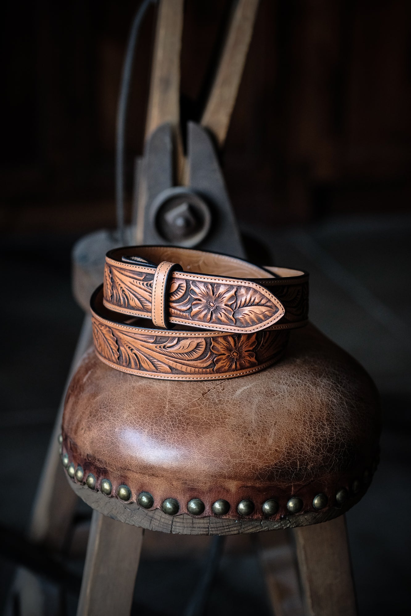 Custom Hand Tooled Belt | Floral Pattern #1