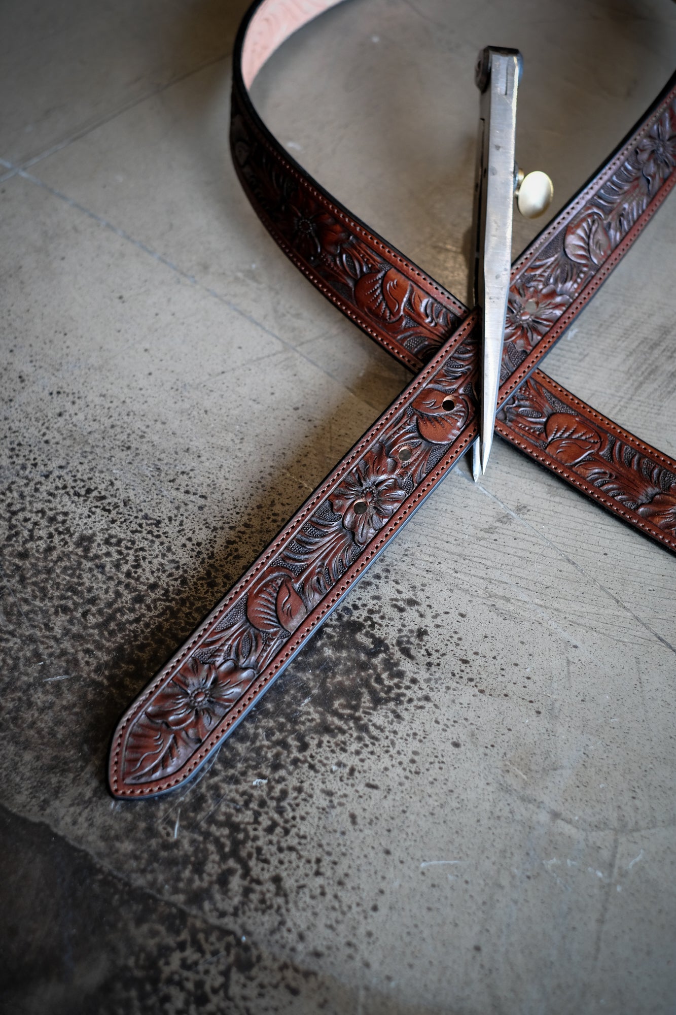 Custom Hand Tooled Belt | Floral Pattern #2