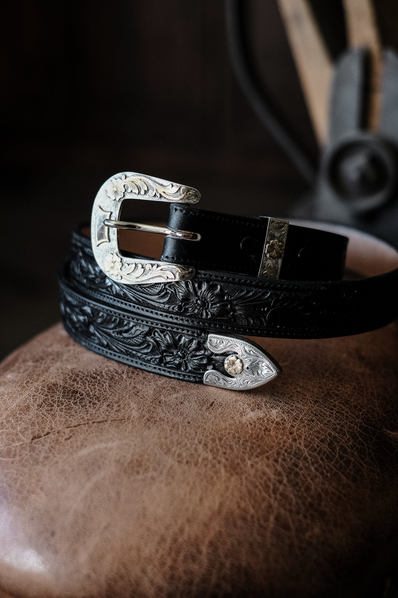 Custom Hand Tooled Belt | Floral Pattern #3